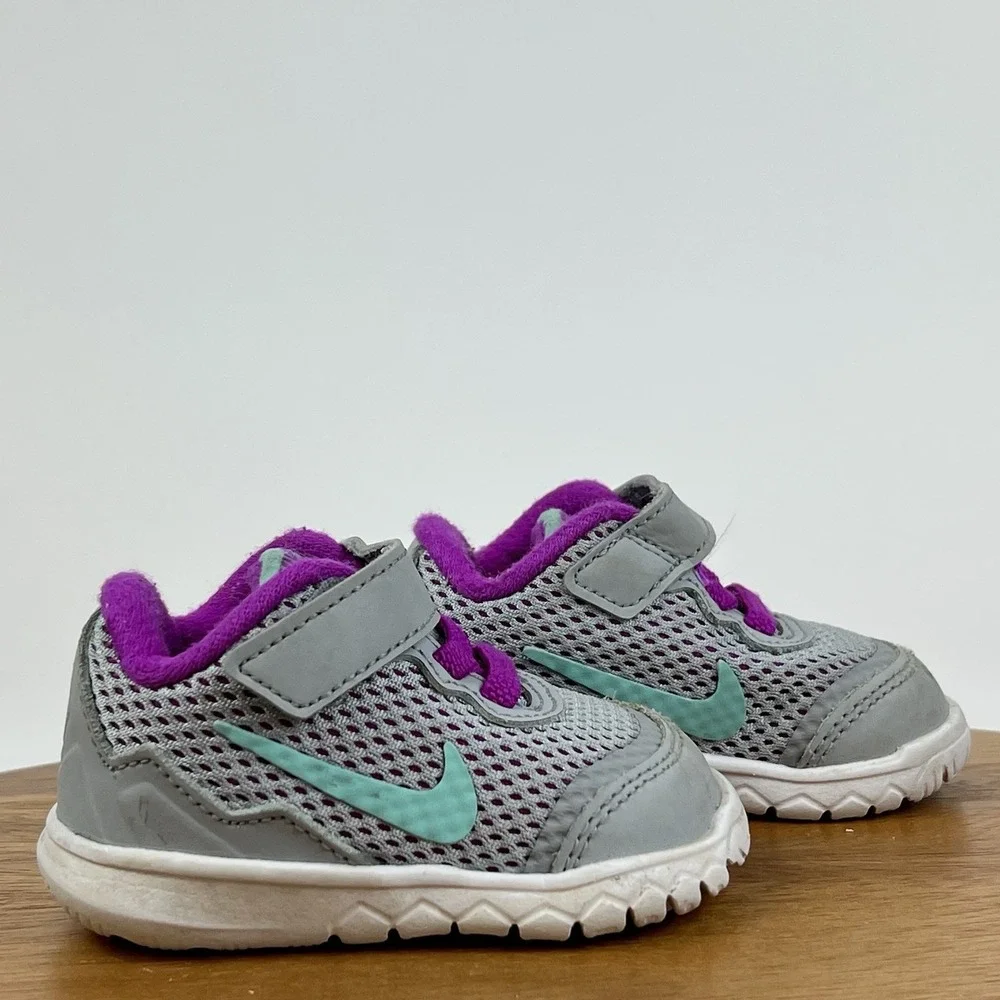 Baby Girls Nike Flex Experience 4 Gray Athletic Slip On Sneakers Shoes‎ Size 2 C